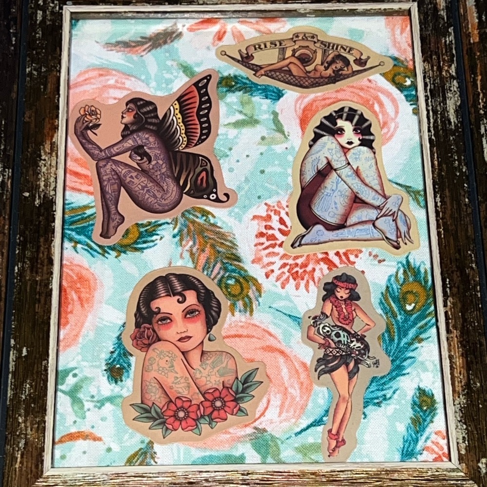 American Traditional Pinup Girl Collage